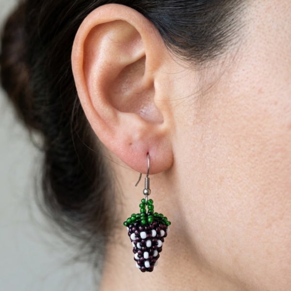 Tiny Grapes Beaded Dangle Earrings
