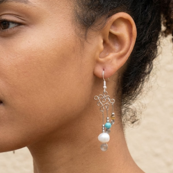 Three Drop Wire Earrings
