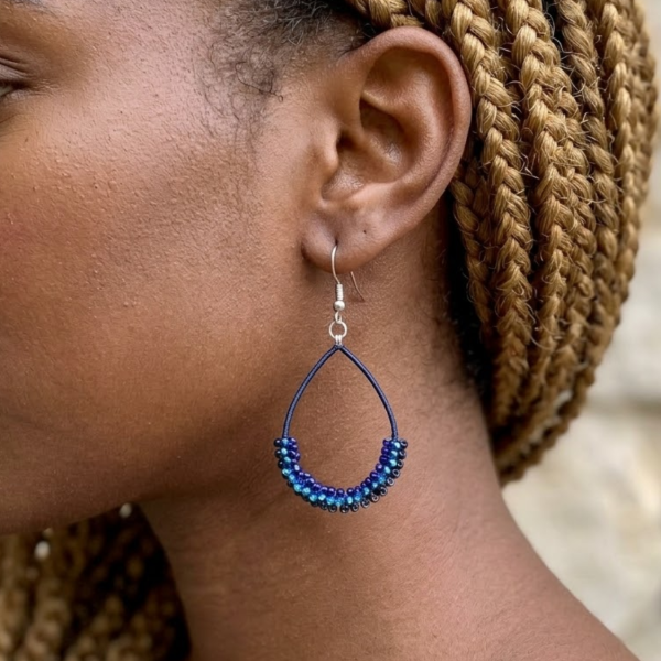 Teardrop Beaded Wire Earrings