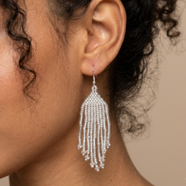 Sparkly Beaded Fringe Earrings