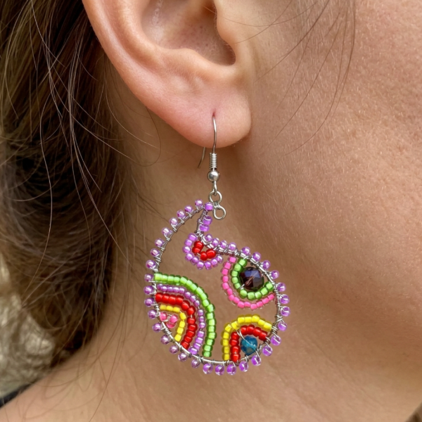 Paisley Beaded Wire Earrings
