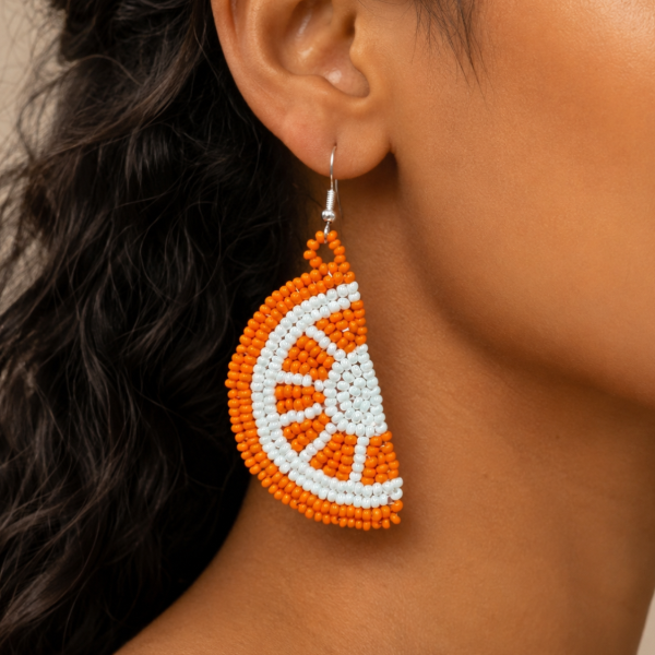 Orange Slice Beaded Earrings