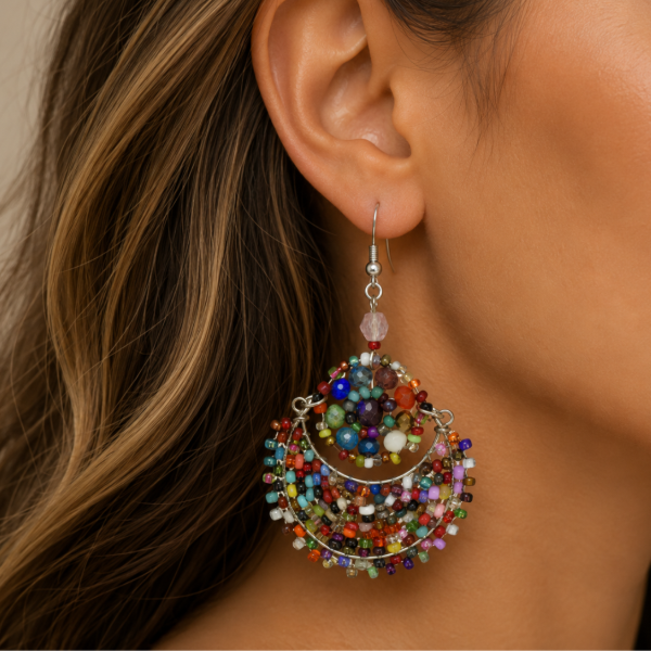 Moon Flower Beaded Earrings