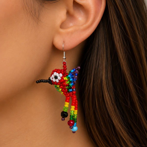 Mini Hummingbird Beaded Earrings
