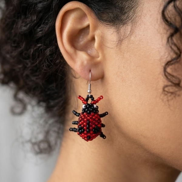 Ladybug Beaded Dangle Earrings