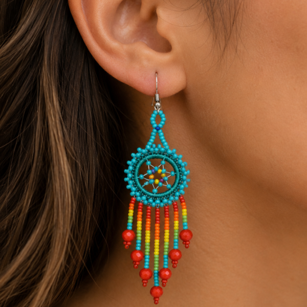 Dream Catcher Beaded Earrings