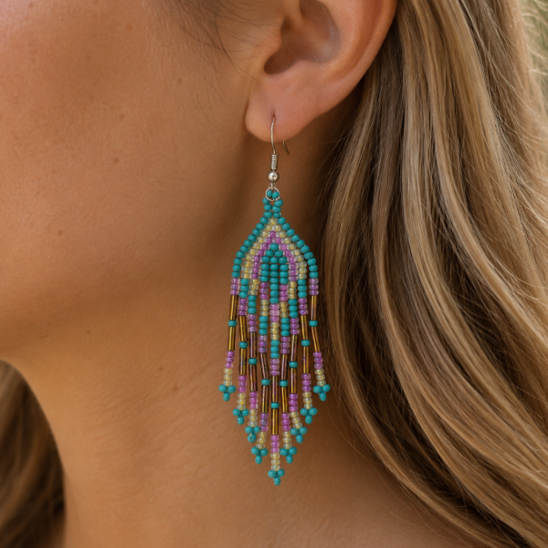 Diamond Beaded Fringe Earrings