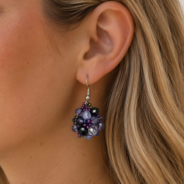 Crystal Turtle Beaded Dangle Earrings