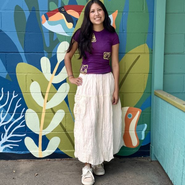 Cotton Bubble Hem Midi Skirt
