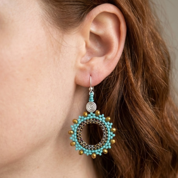 Crystal Beaded Hoop Earrings