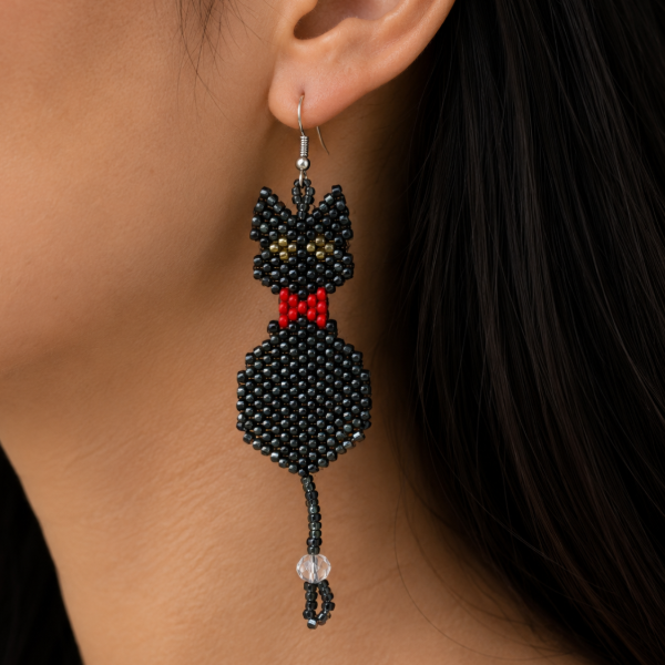 Cat Beaded Earrings