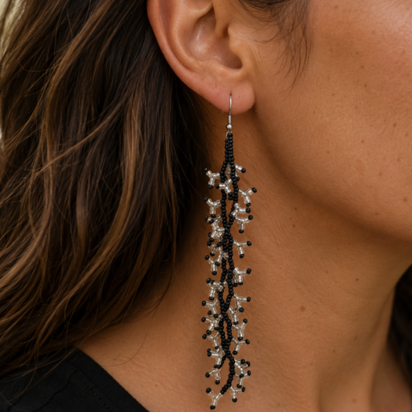 Caribou Long Two Strand Beaded Earrings