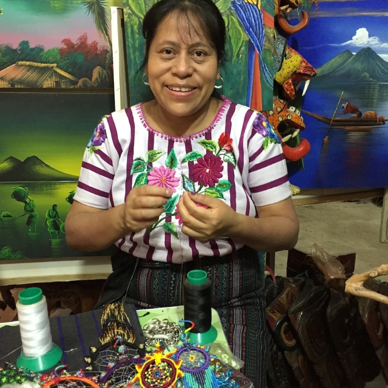 Crafting dream catchers in Guatemala