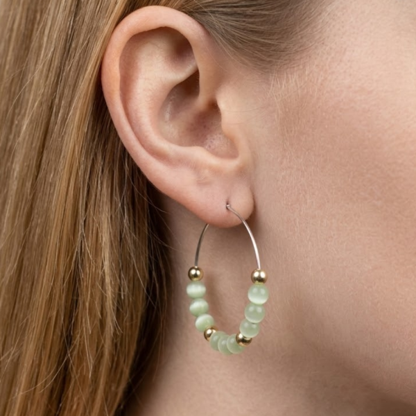 Beaded Wire Hoop Earrings