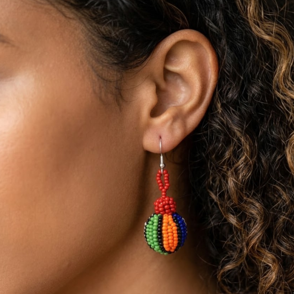 Beach Ball Beaded Dangle Earrings