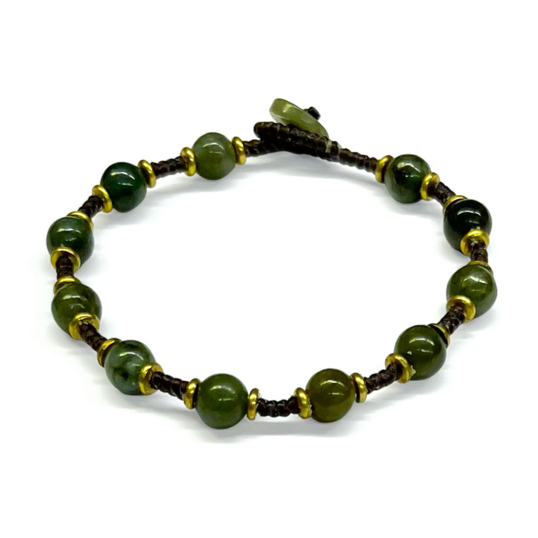 Knotted Stone and Brass Beaded Bracelet