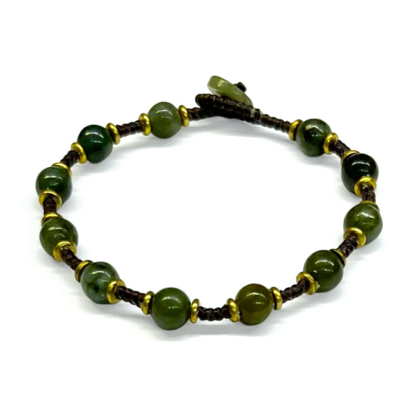 Knotted Stone and Brass Beaded Bracelet
