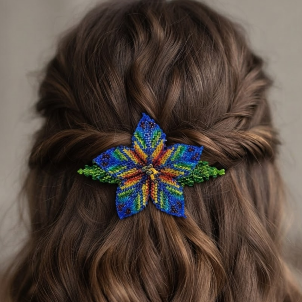 Rainbow Flower Beaded Barrette
