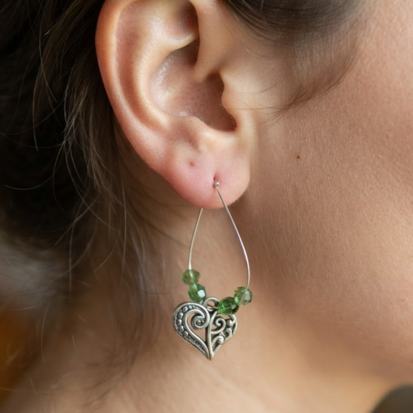 Heart Charm Hoop Earrings