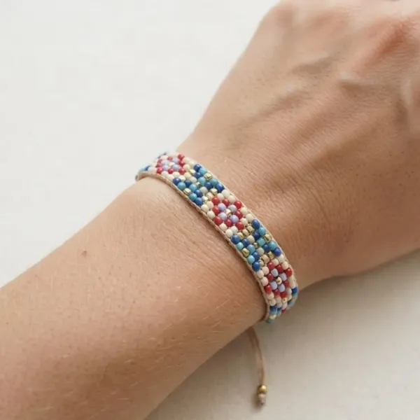 Geometric Adjustable Beaded Bracelet