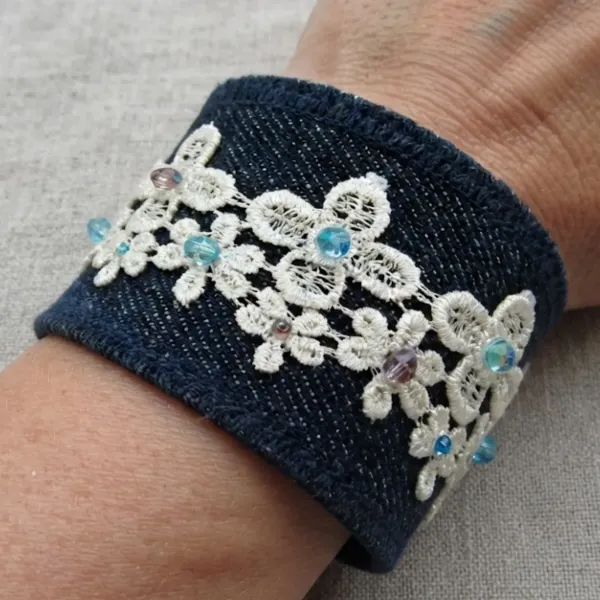 Lacy Denim Cuff Bracelet