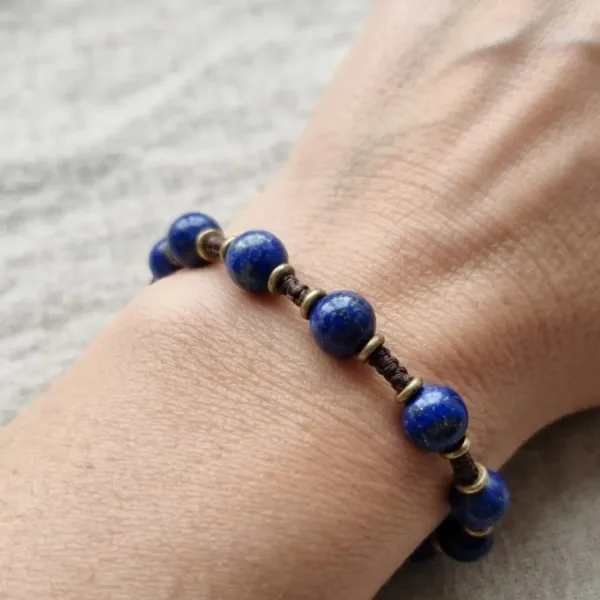 Lapis Lazuli Brass and Stone Bracelet