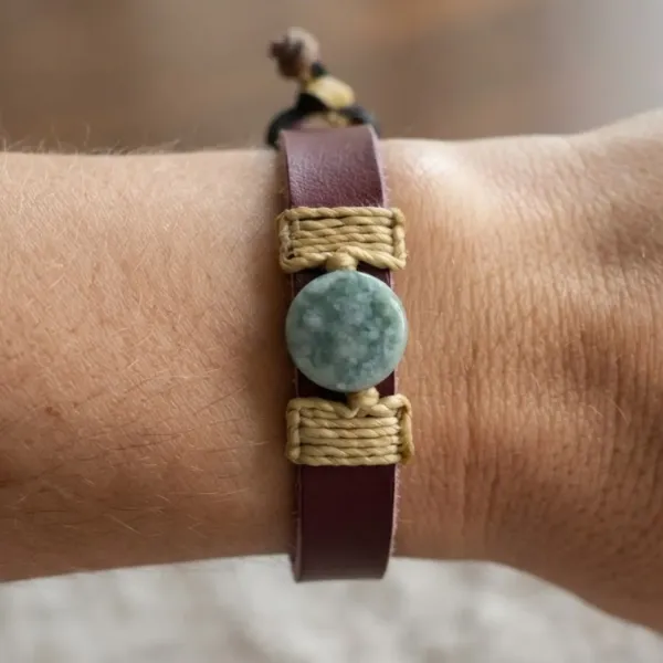 Leather Jade Bracelet