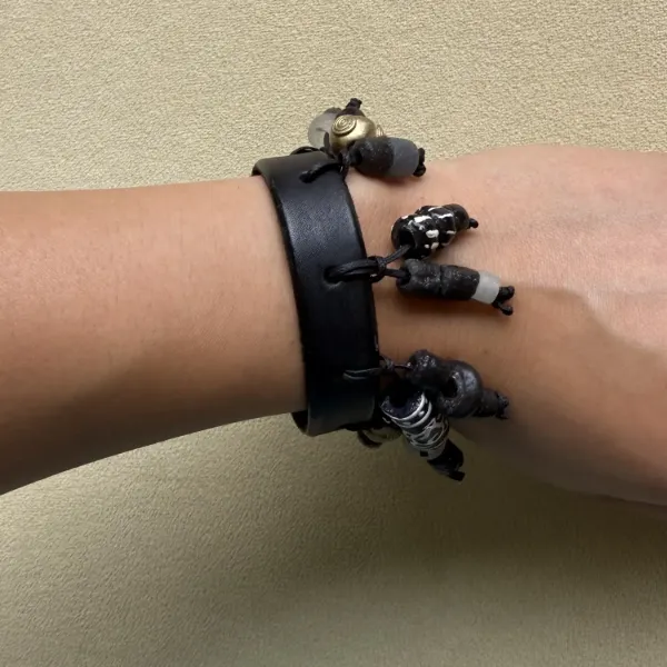 Hanging Charm Leather Bracelet