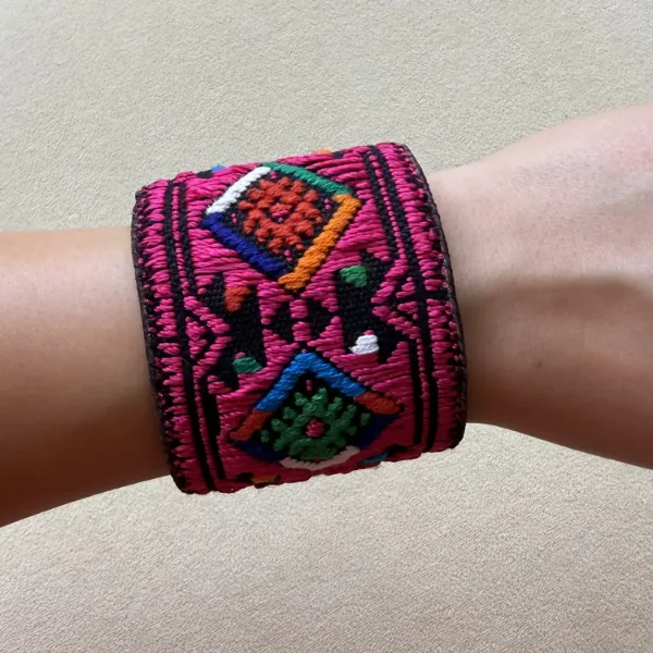 Wide Embroidered Cuff Bracelet