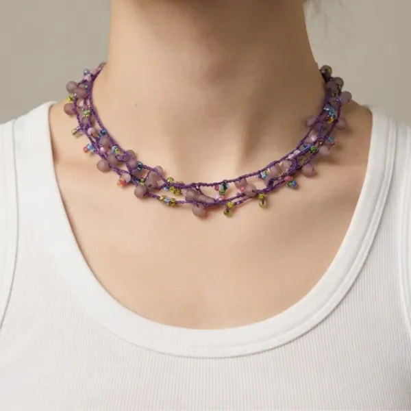 Crocheted Glass Bead Necklace