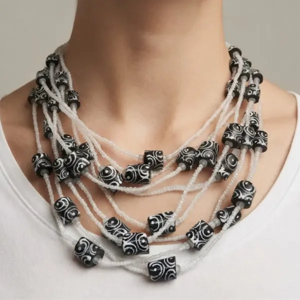 Mali Multi Glass Bead Statement Necklace