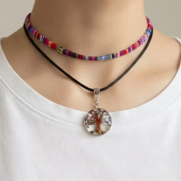 Tree of Life Fused Glass Double Choker
