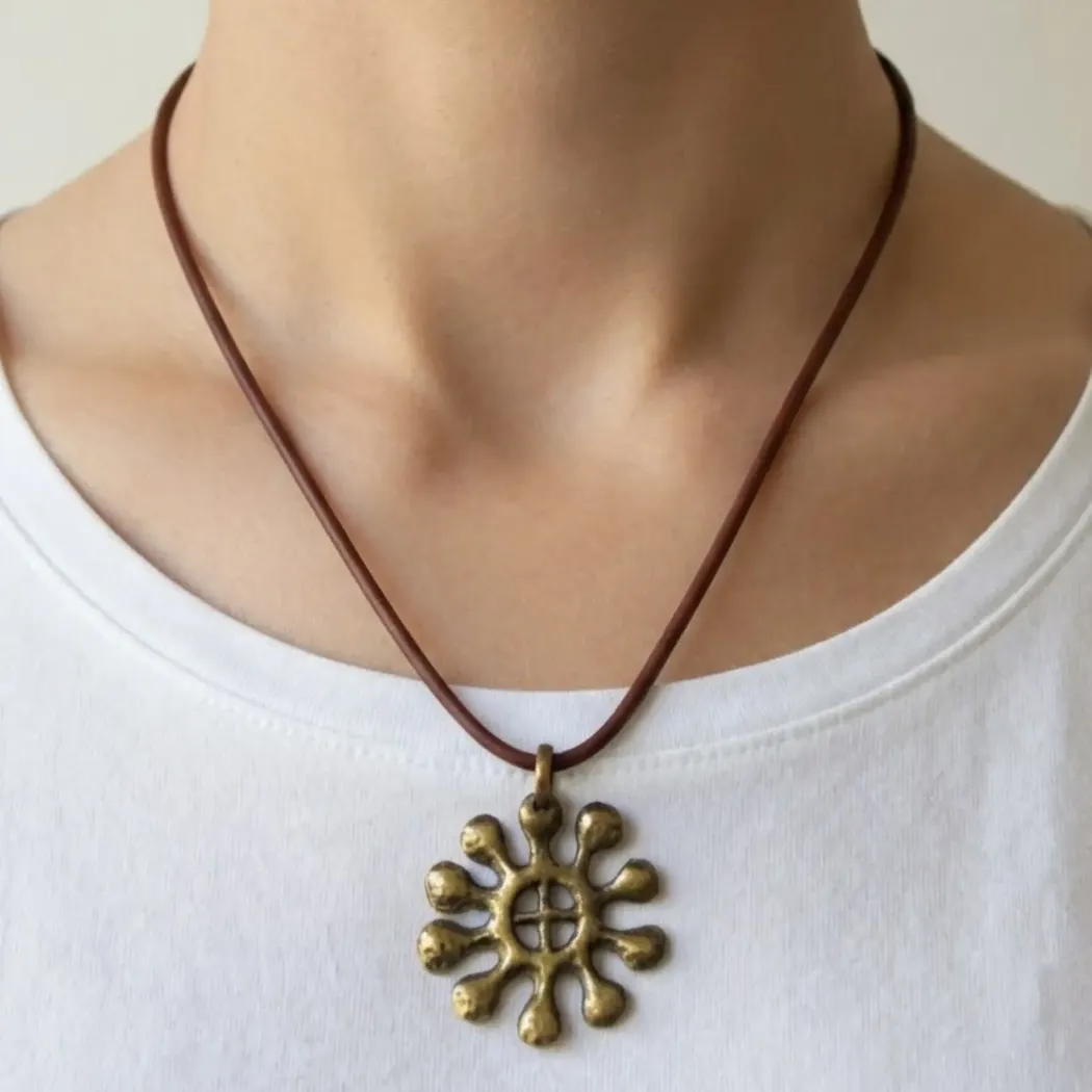 Adinkra Leather Cord Necklace