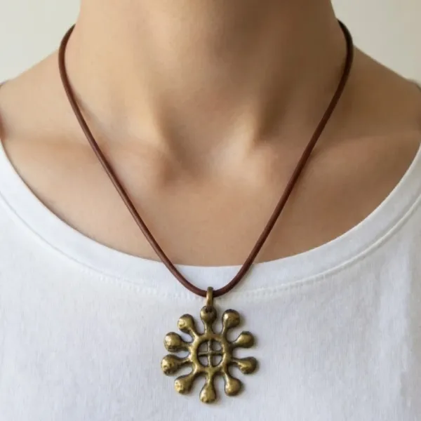 Adinkra Leather Cord Necklace
