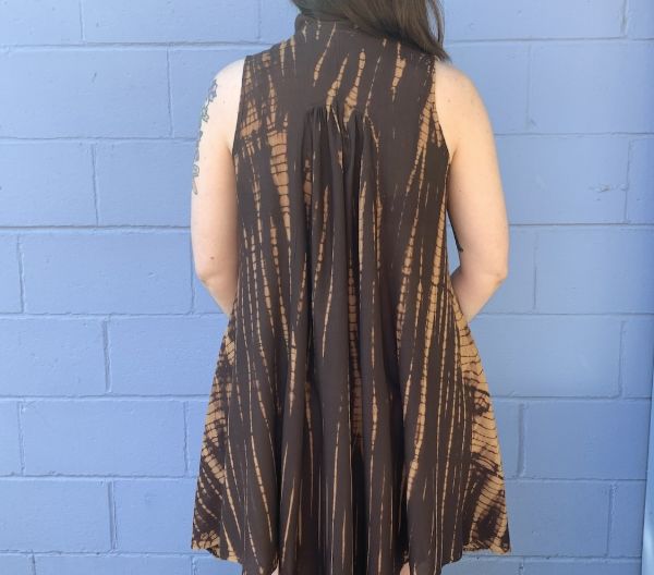 Tie Dye Sleeveless V-neck Swing Dress