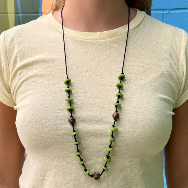 Flying Saucer Glass Bead Necklace