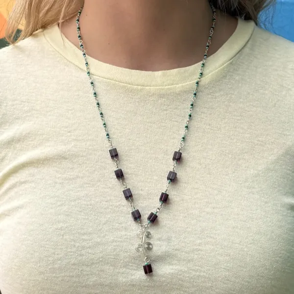 Glass Cube Beaded Necklace