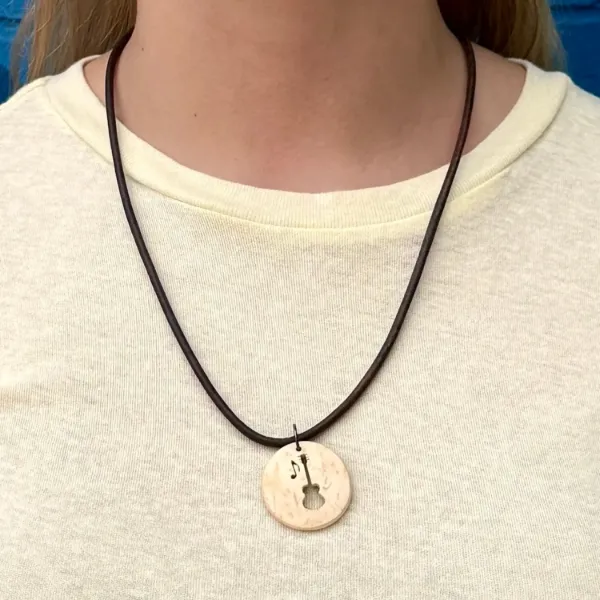 Coco Leather Necklace - Guitar