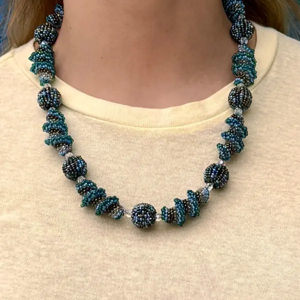 Spiral Twist Beaded Necklace