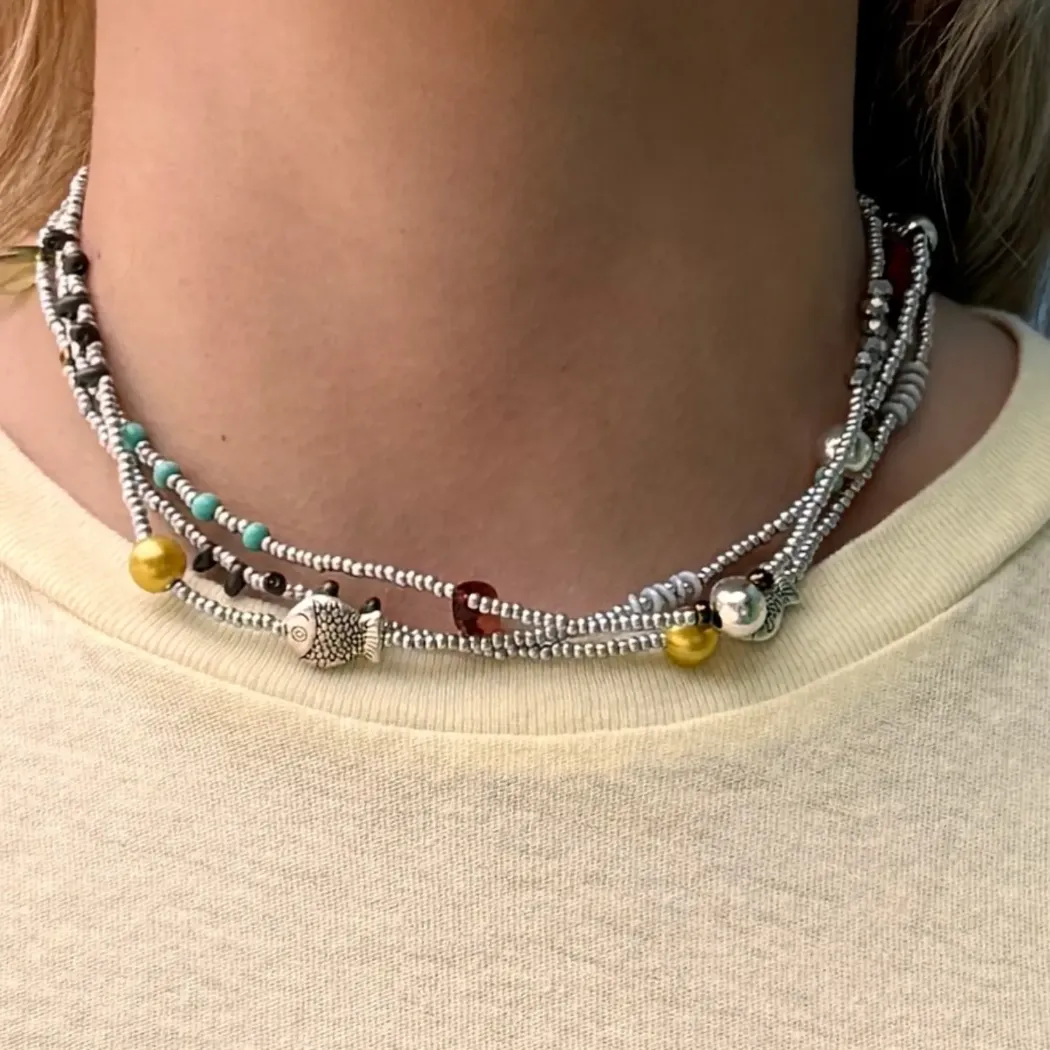 Multimedia Glass Bead Necklace